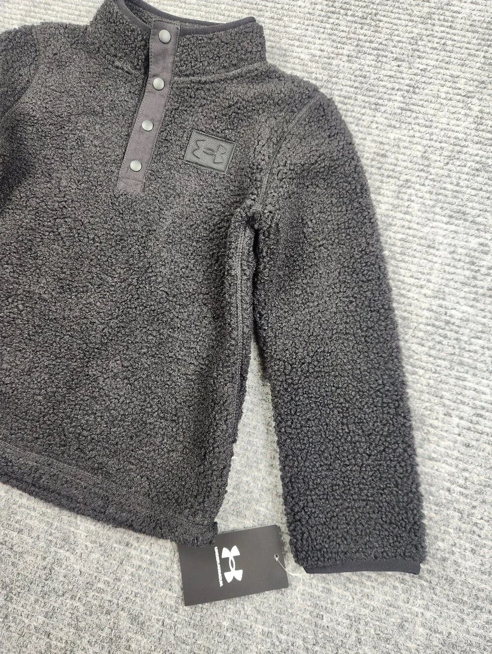 Under Armour Kids Sherpa Quarter-Snap Pullover Sz:6 NWT Black Teddy Pockets
